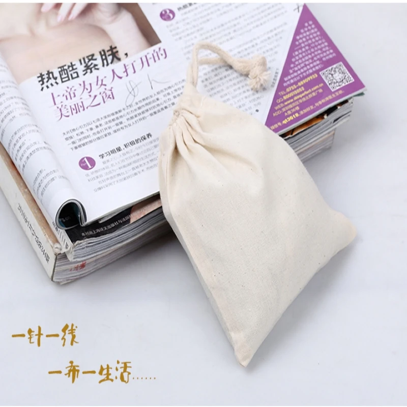 

100pcs/lot CBRL small cotton jewelry gift pouches cotton drawstring eyelashes storage and packaging bags