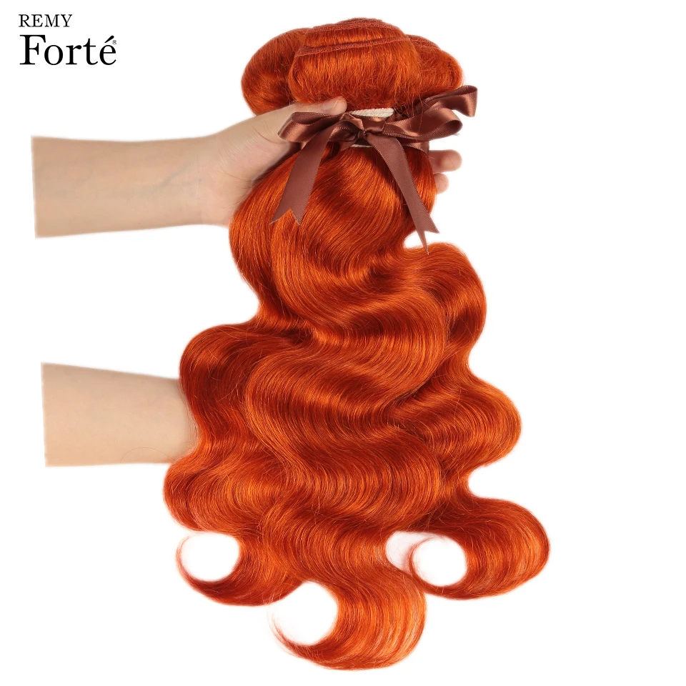 Remy Forte-Extensiones de Pelo Humano Ondulado con Cierre Rápido, Prótesis Capilar Brasileña de Color Rubio y Naranja, Estados Unidos, 3 Mechones