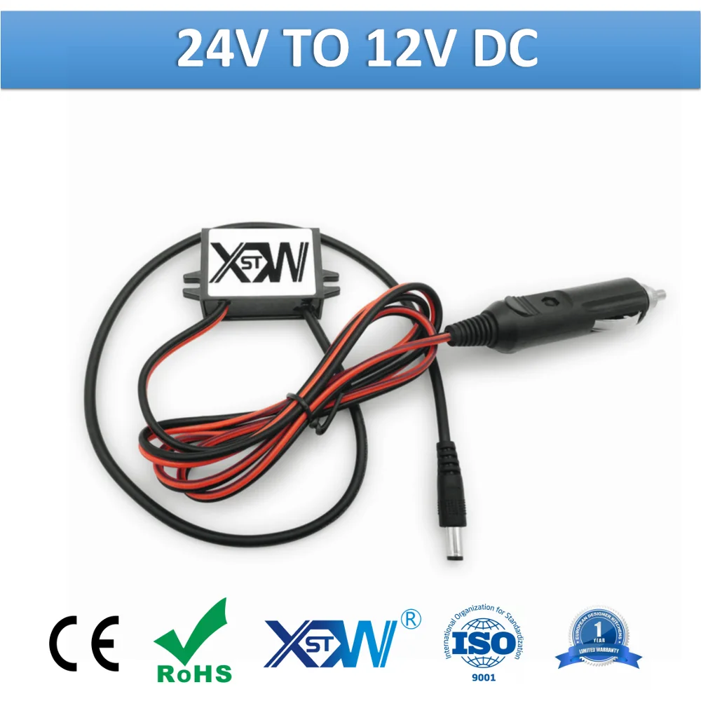 XWST DC DC Converter 24v to 12V With DC Jack Output 1A 2A 3A 4A 5A Step Down Converter With Car Charger Cigarette Lighter