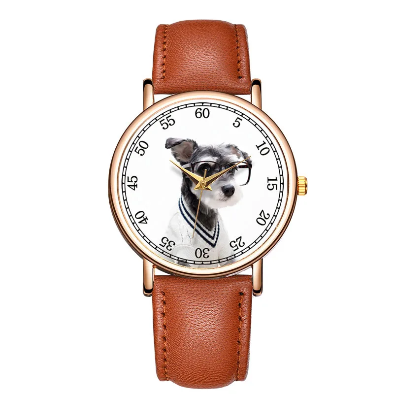 

Women's Watches Fashion Dog Simple Leather Wrist Watch Vintage Ladies Watch Couple Clock Men Mujer Bayan Kol Saati reloj mujer