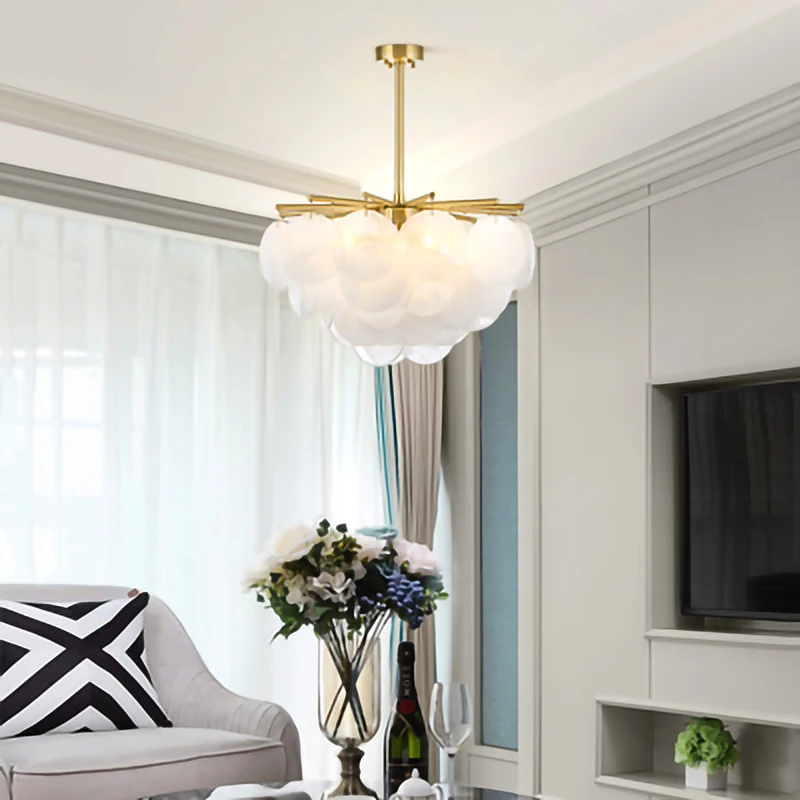 Nordic LED Chandelier Luxury 6/8 Heads Frosted Glass Chandelier for Bedroom Decoration Large Chandeliers Ceiling Hanging