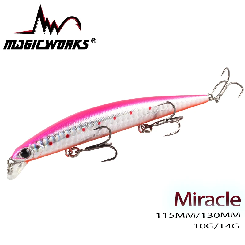 

MAGIC WORKS Floating Minnow 115mm/10g, 130mm/14g Saltwater Fishing Lure Wobbler Hard Bait Artificial Bait Sea Fishing Tackle