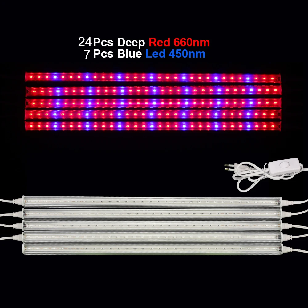 Fitolamp oświetlenie LED do uprawy rurka 50cm 5730 LED Fitolampy roślina doniczkowa drążek LED wzrostu dla akwarium-szklarnia do kwiatów hydroponiczne