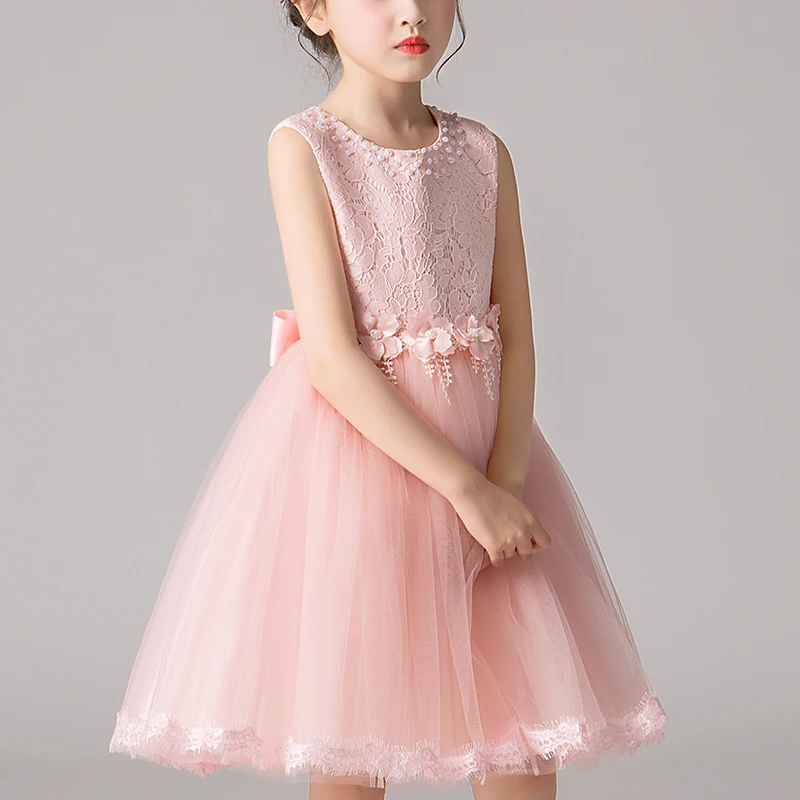 Kids Girls‘ Dress Wedding Party Clothes Flower Beading Gown Princess Summer Girls Frock Costumes Children\'s Elegant Dress