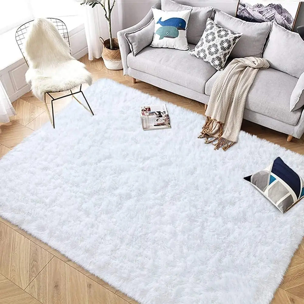 Super Soft Indoor Modern Shag Area Rug Bedroom Silky Smooth Rugs Fluffy Anti-Skid Shaggy Area Rug Dining Living Room Kids Carpet