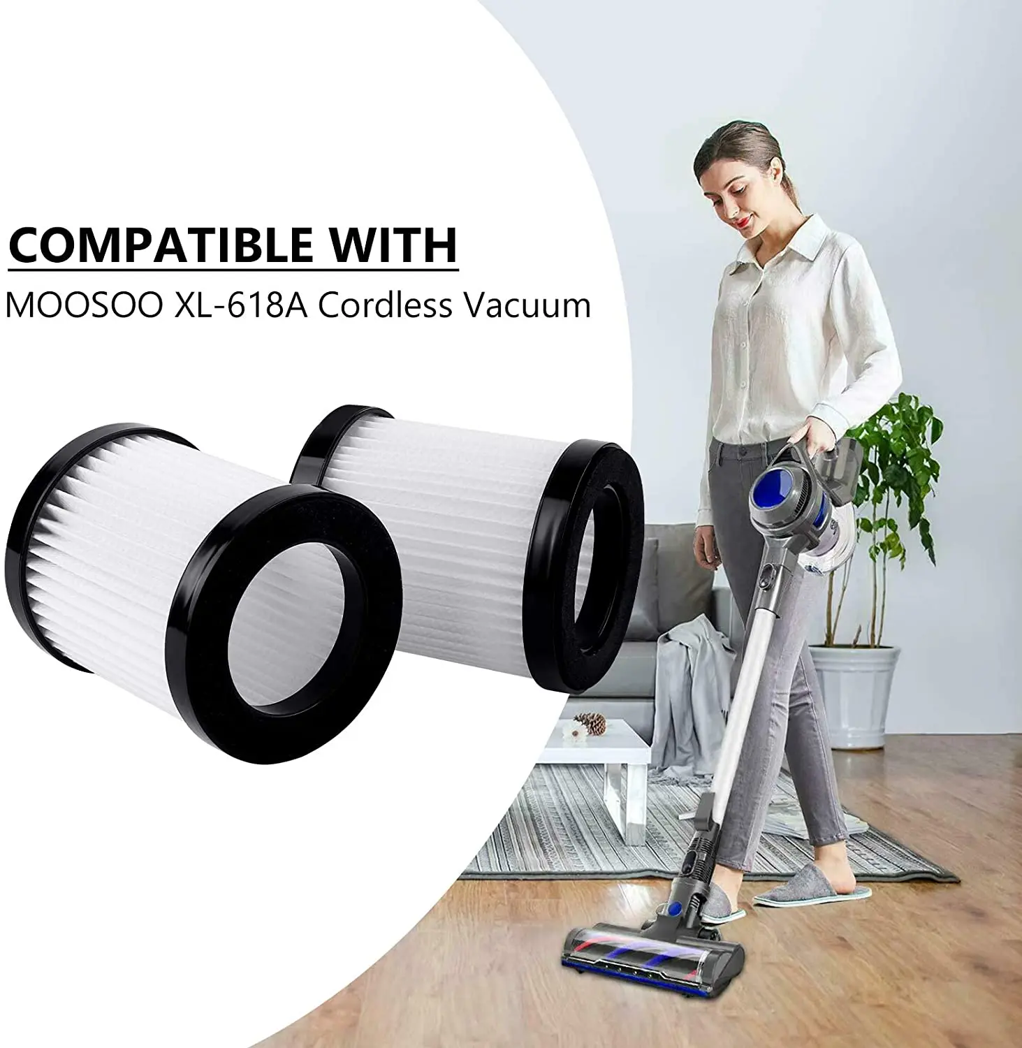 استبدال فلتر HEPA متوافق مع MOOSOO XL-618A فراغ لاسلكي 8 حزمة