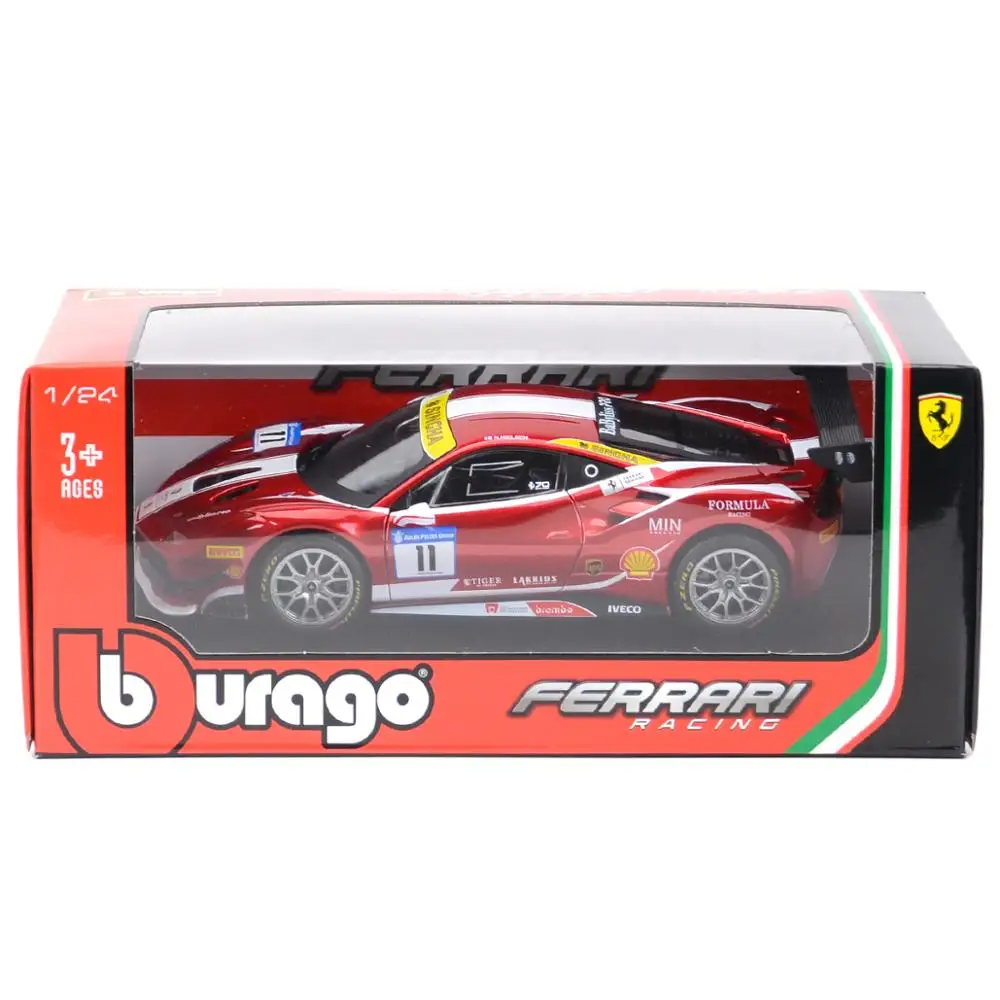 Bburago 1:24 Ferrari 488 mücadelesi 2017 Formula yarış spor araba statik döküm araçları koleksiyon Model oyuncak arabalar