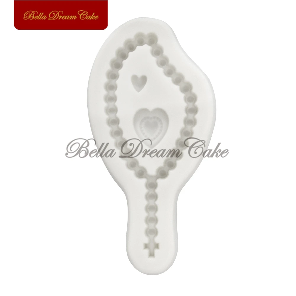 Coração cruz contas corrente molde de silicone sugarcraft bolo moldes de chocolate fondant argila molde ferramentas de decoração do bolo cozinha