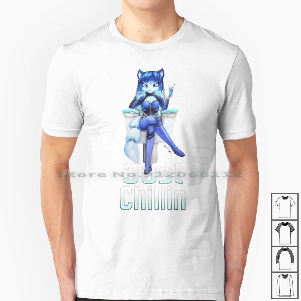 Krystal Is Chillin 100% Cotton T Shirt Krystal Starfox Furry Vixen Blue Crystal Fox Star Fox Sexy Just Chillin Chill Tee Short