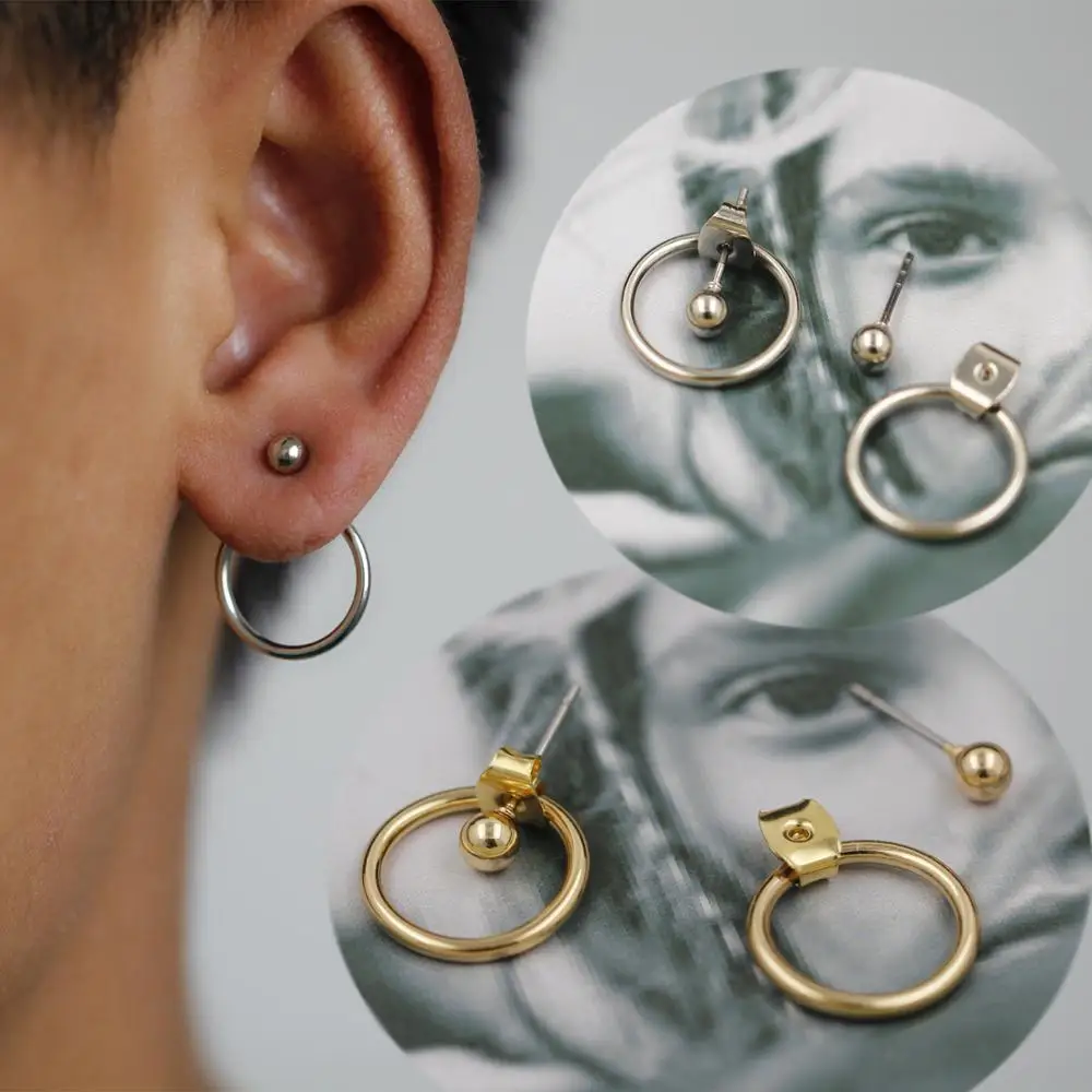 2024 New Fashion Simple Geometric Round Metal Gold Color Drop Earrings  For Women Lovers Stud Ear Jewerly Gift Accessories