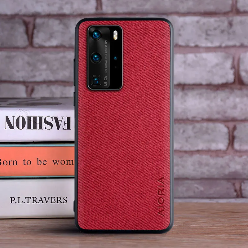 Case for Huawei P40 Pro P40 Lite coque Luxury textile Leather skin soft TPU hard phone cover for huawei p40 pro case