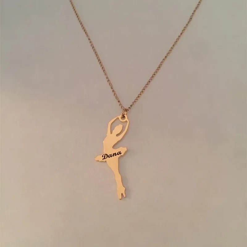 Statement Personalized Ballet Dancer Necklaces Custom Ballerina Pendant Engraved Name Necklace For Dancer Kids Jewelry