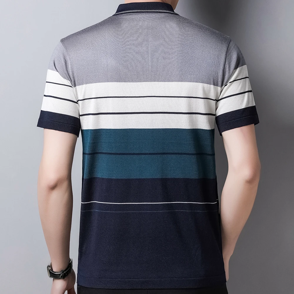 2022 Brand Short Sleeve Polo Tee Shirt Men Casual Summer Striped Men\'s Clothing Polos Shirts Mens Fashion Slim Fit Poloshirt 722