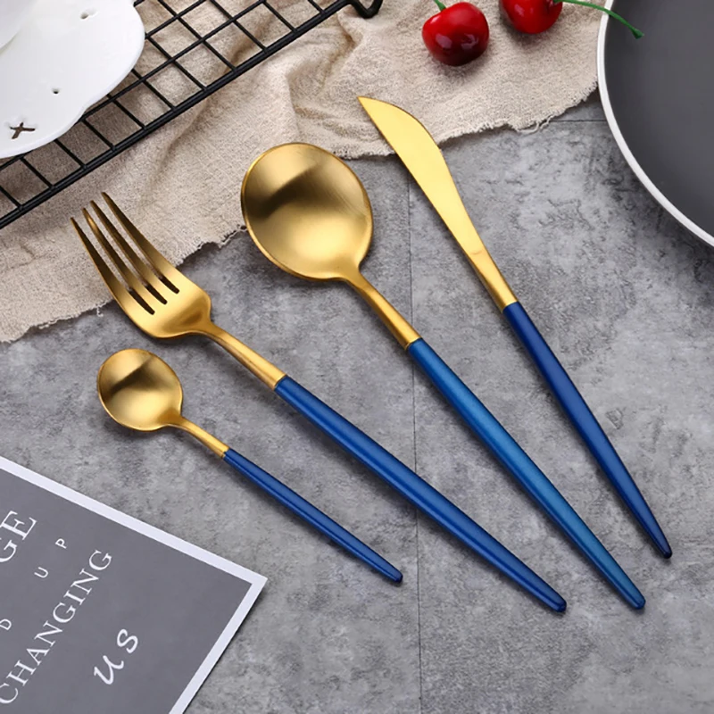 Stainless Steel Tableware Set, Spoon, Portuguese Knife, Western, High-end, Fork Multicolor,Hotel Dinner, Tableware, Dinner Tools