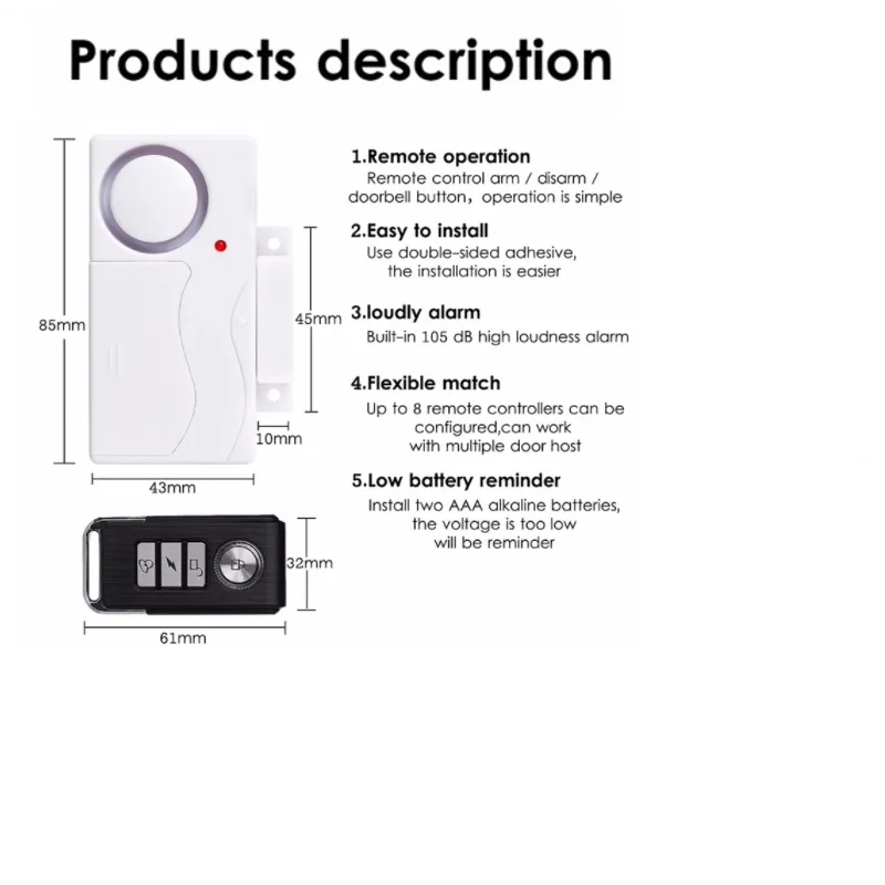 Imagem -03 - Darho-kit de Alarme sem Fios Detector de Sensores Magnéticos Acessórios Inteligentes para Segurança Doméstica Porta e Janela Loja