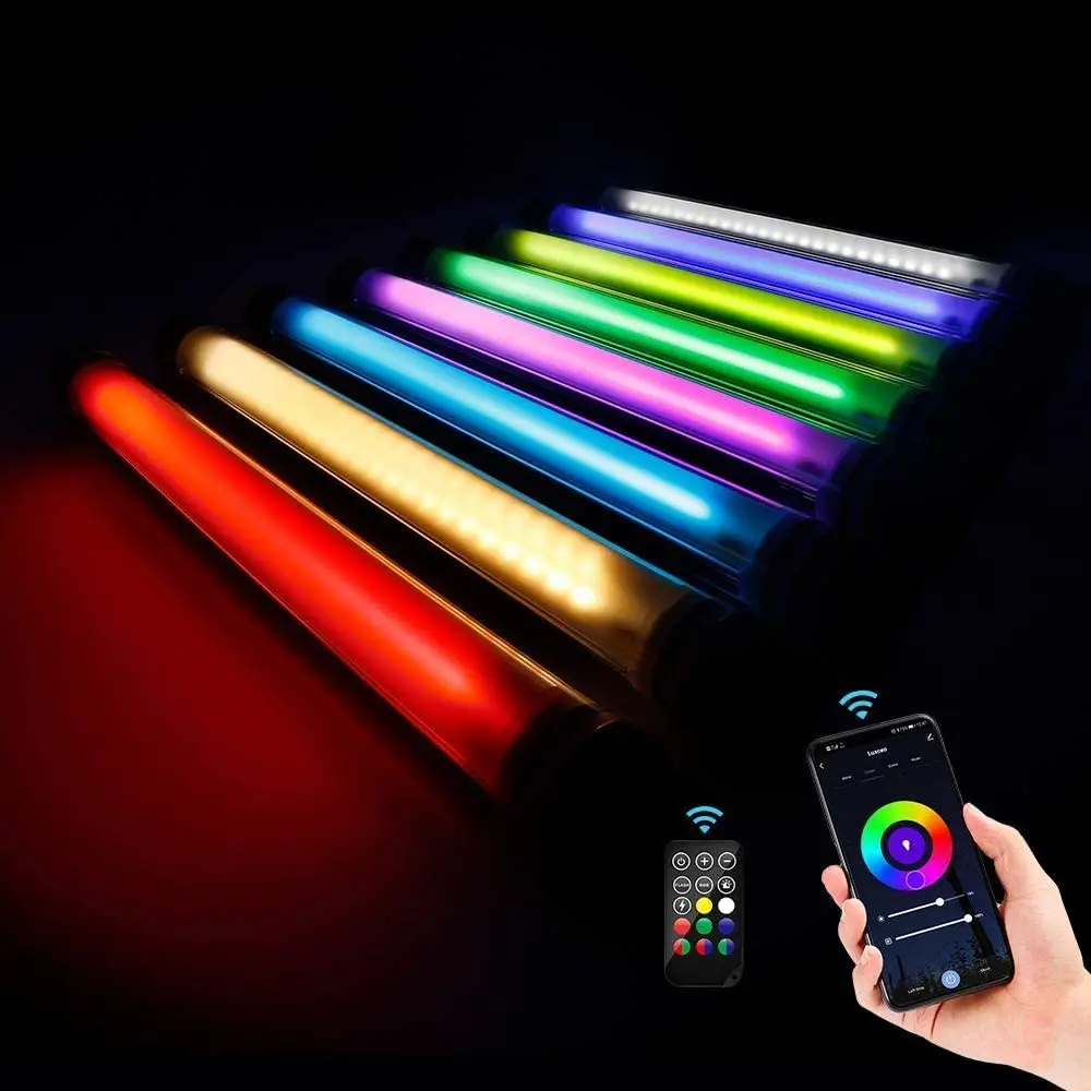 

LUXCEO RGB Photography Light Handheld LED Video Light Wand Underwater RGB LED Tube USB APP Control/Remote for TV Studio Video