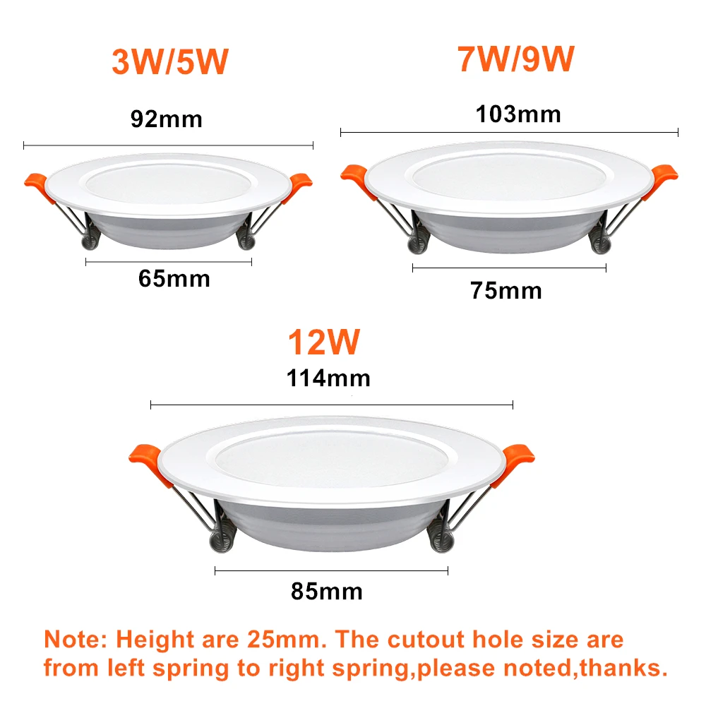 White Led Downlight Recessed Indoor Led Ceiling Lamp 3W 5W 9W 12W AC220V Led Spot Lamp For Living Room Foyer Bar Counter Office