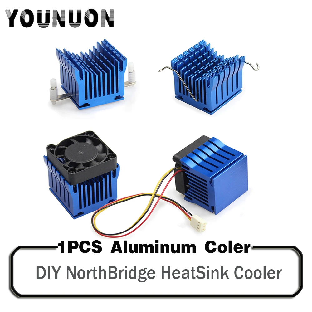 

1 Piece DIY Aluminium Northbridge Heatsink Cooler Blue Radiator w/4cm 40mm 4010 4020 Fan For PC Computer Case Heat sinks cooling