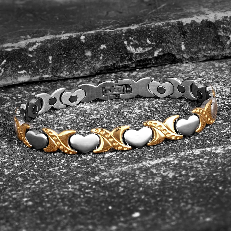 New 316L Men's Women's Stainless Steel Fashion X Love Heart Shape Health Magnetic Bracelets Power Energy bracelets on hand Gifts