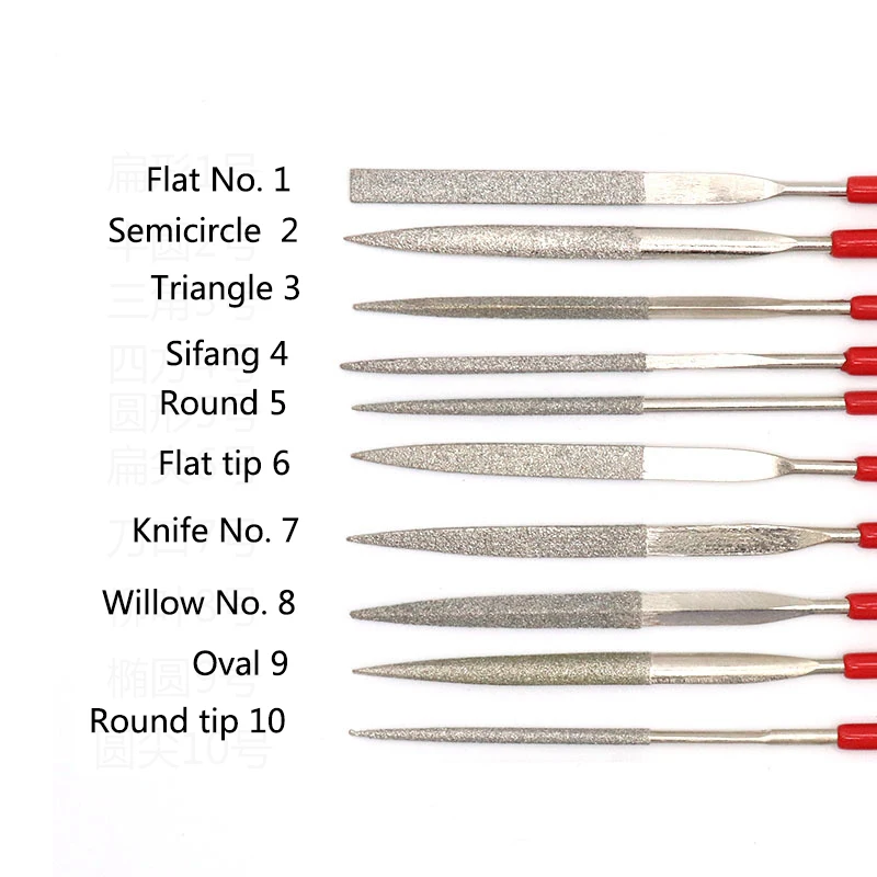 10 قطعة مجموعة ملفات الإبرة الخشب أدوات حفر أدوات تلميع المعادن للمعادن الزجاج حجر مجوهرات الصلب دليل الملف