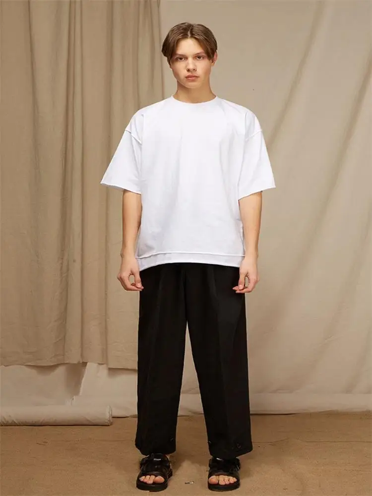 

Men's new oversize casual pants Hairstylist fashion show pants button design of oversize singer's performance pants