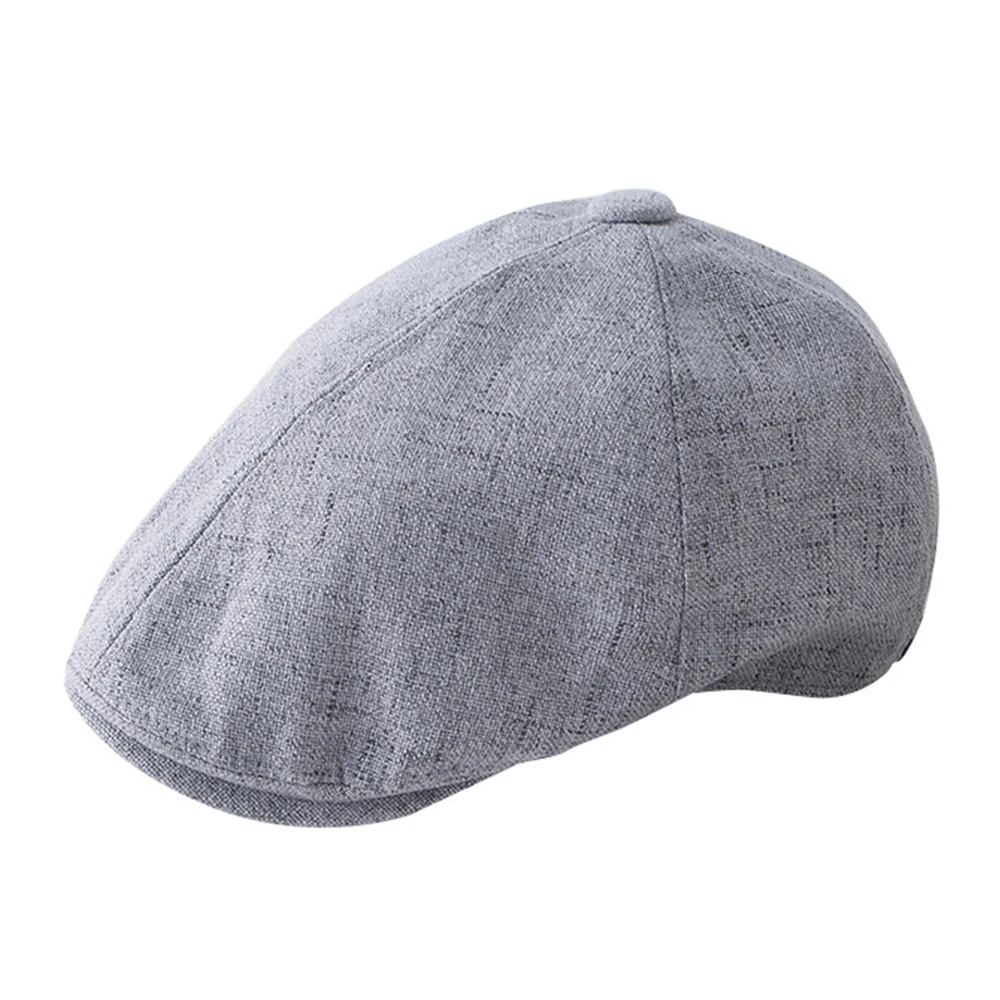 SHOWERSMILE Linen Beret Mens Hat Spring Summer Women Newsboy Cap British Retro Duckbill Driving Hats Cotton Brand Flat Gorras