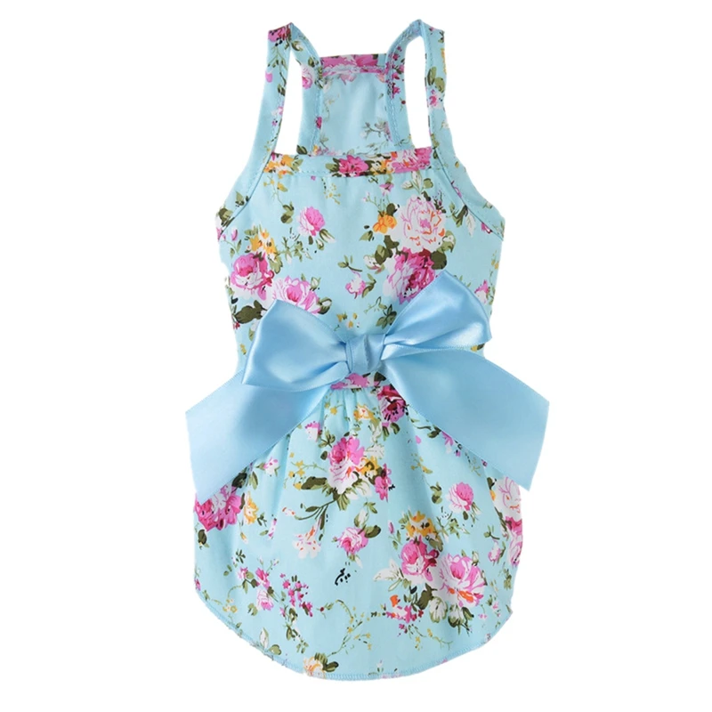 Dog Floral Big Bow Sleeveless Dresses Pet Dog Wedding Dress For  Chihuahua Pug Yorkie Clothing Puppy Cats Supplies Home Pet Dogs