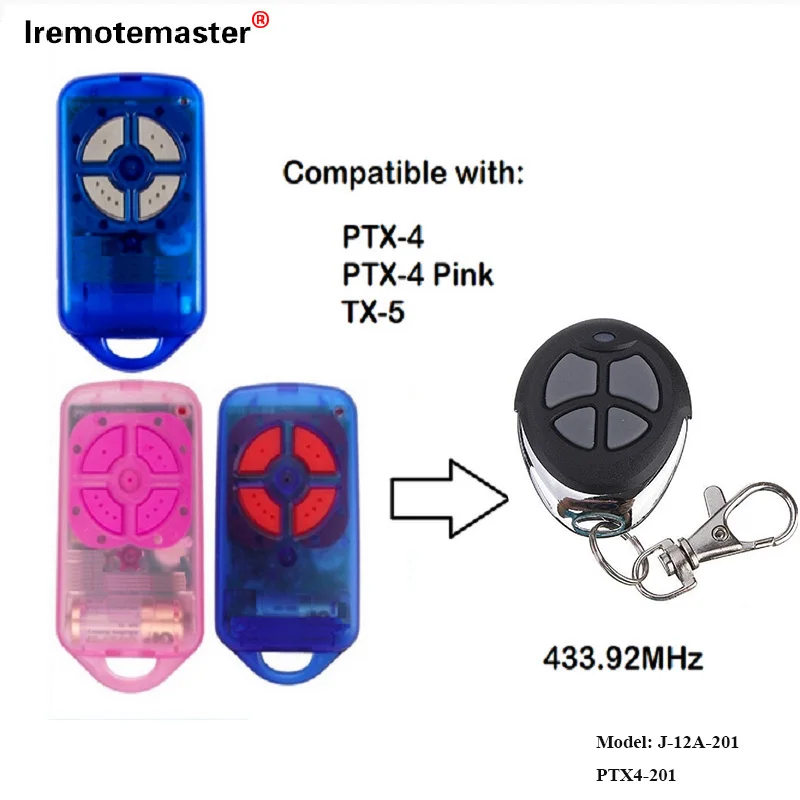 

4 Button Garage/Gate Door Replacement Remote Control For PTX4 التحكم عن بعد الباب 433.92mhz