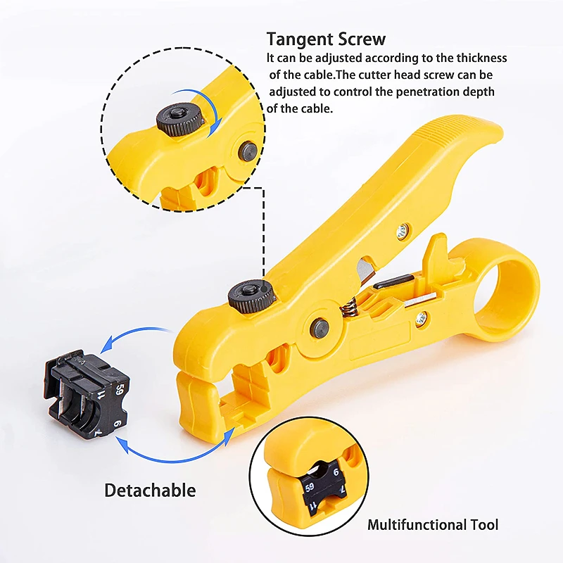 Комплект коаксиальных кабелей для обма, жировой инструмент для сжатия, регулируемый RG6 RG59 RG11 75-5 75-7, устройство для зачистки коаксиального кабеля с 20 разъемами F
