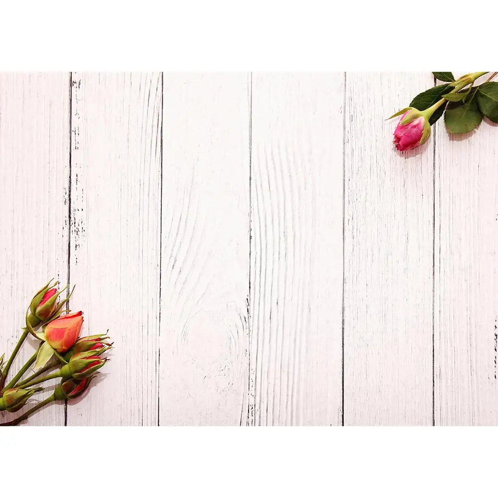 Flowers Wooden Plank Photographic Backgrounds Vinyl Cloth Backdrops Photo Studio for Lovers Valentines Day Birthday Photophone