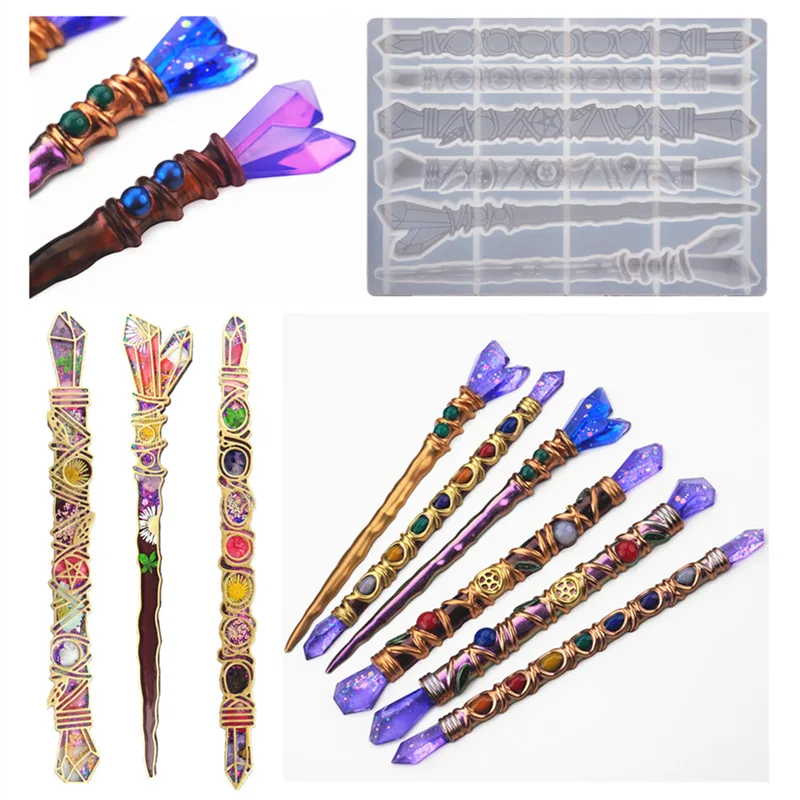 

Epoxy Silicone Mold Magic Wand Mold Cosplay Wand Magic Toy Wizard Wands Party Costume Accessory Halloween DIY Resin Casting