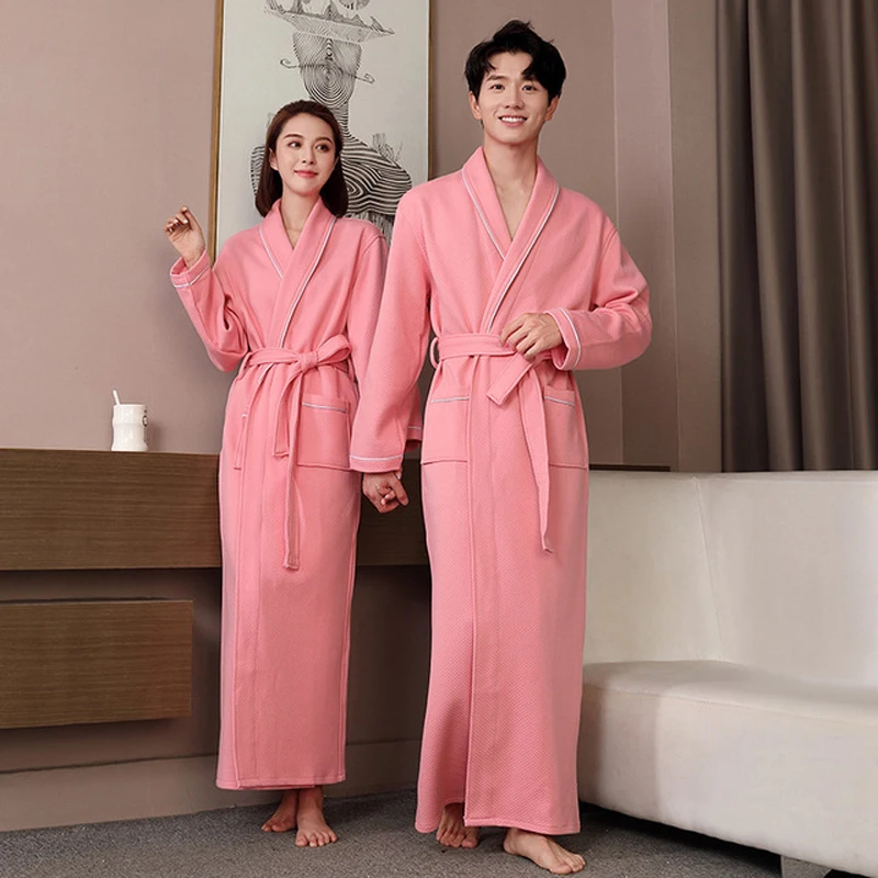 Lengthen Lovers Robe New Autumn Winter Thick Cotton Air Layer Robe For Men And Women Robe Warm Bathrobe Soft Warm Sleeprobe