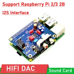 Raspberry pi 2B / B + 3 HIFI DAC + karta dźwiękowa dźwięk cyfrowy moduł I2S interfejs PCM5122 dla PIR 2B 3 Volumio muzyka