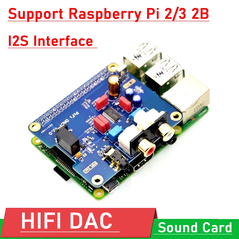 Raspberry pi 2B / B+ 3 HIFI DAC + Sound Card Digital Audio Module I2S Interface PCM5122 for PIR 2B 3 Volumio Music