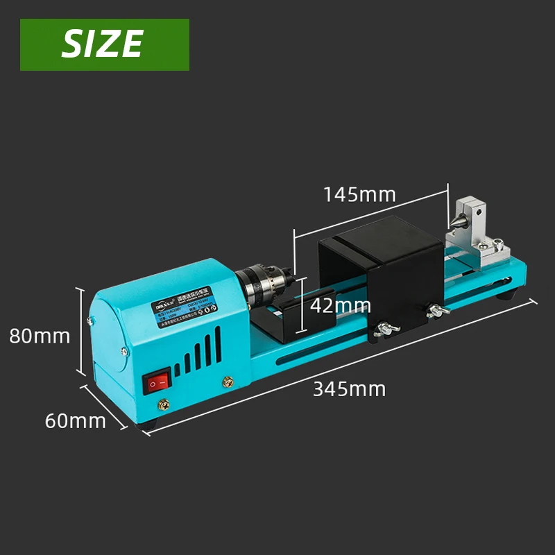 1 Set 150W Mini Wood Lathe Machine Speed Adjustable Rotary Tool Buddha Pearl Lathe Grinding Polishing DIY Woodwork Tool 12V/24V