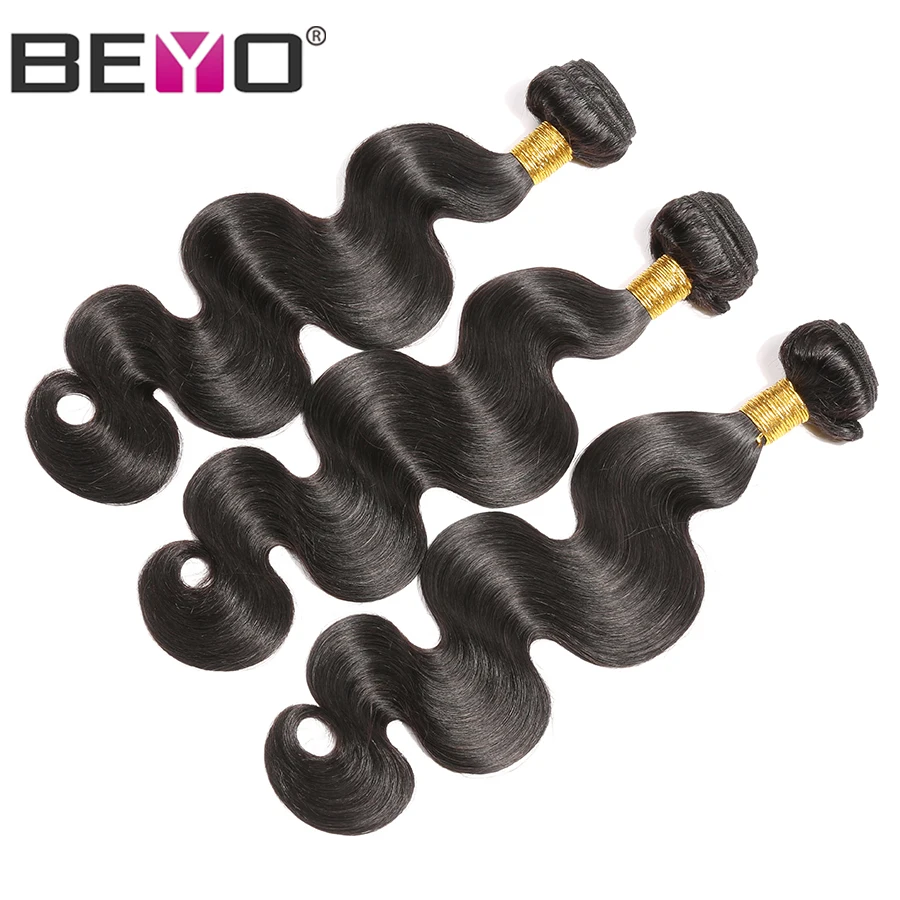 Beyo Body Wave Bundels Met Frontale Peruaanse Haar Bundels Met Sluiting Human Hair Bundels Met Kant Frontale Sluiting NonRemy Haar