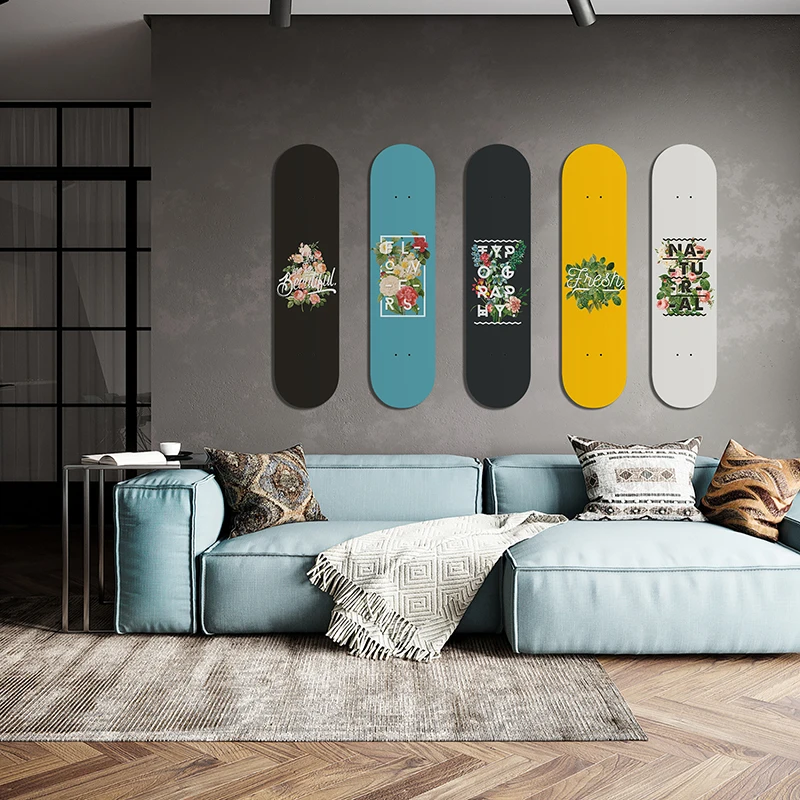 Nordic kwiatowa ozdoba do domu Skate Deck Wall Art Pop Wall wiszące deskorolka Mural powieszony dekoracja pokoju dla Hall Way Club Men Cave