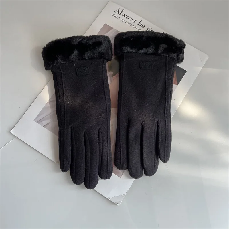 Winter Imitation Cashmere Thick Women\'s Gloves Warmth Fleece Girlish Pink Fashion Durable with Screen Touch Function Gloves