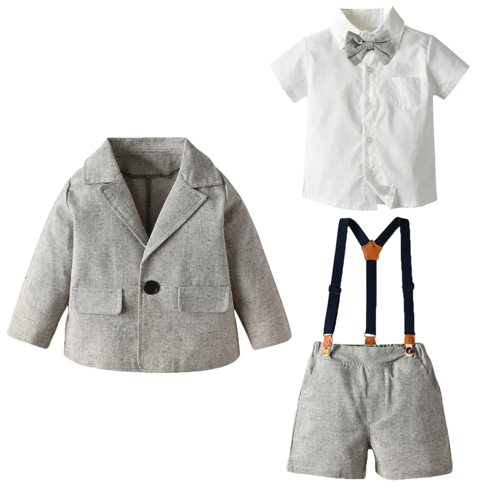 

Top and Top Boys Clothing Set Suit Outerwear Cotton Long Sleeve Jacket Shirt Pants 3Pcs Coat Outfits Little Gentleman Costume