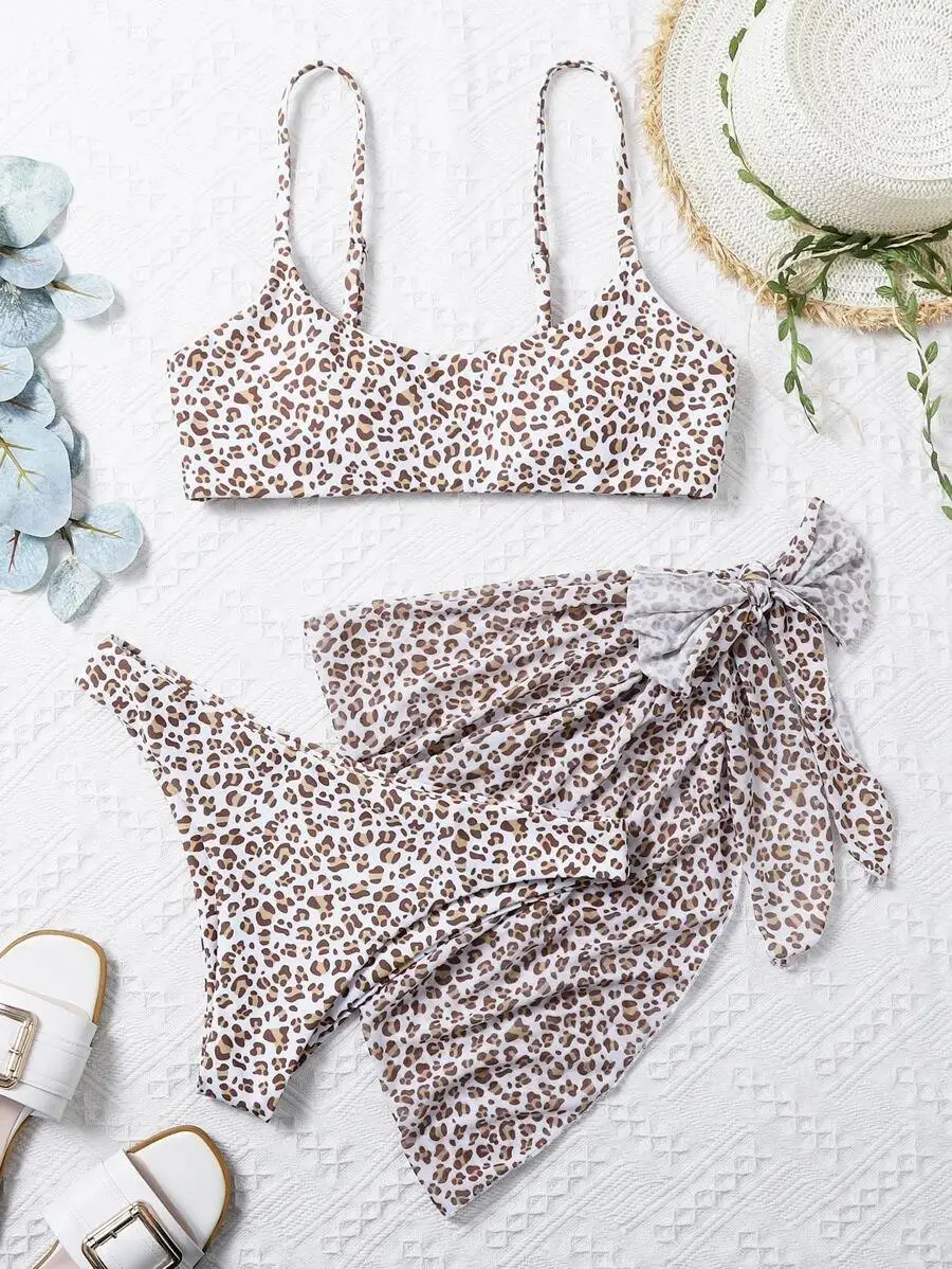 Leopard strój kąpielowy Bikini i spódnica na plażę