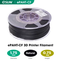 ESUN Refus 탄소 섬유 충전 나일론 3D 프린터 필라멘트, PA6- CF, 3D 프린터용 3D 프린팅 필라멘트, 0.75KG 스풀, 1.75mm