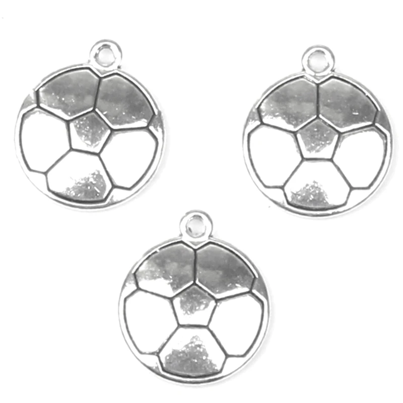 5-piece Double-sided Football, Basketball Ornaments, Silver-plated Pendants, Antique Jewelry, DIY Craftsmanship 18 * 21mm