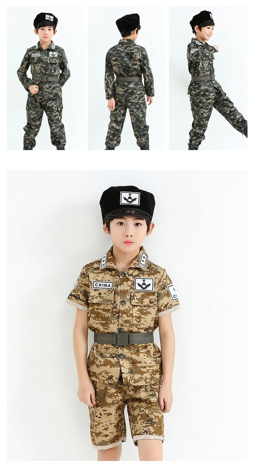 Halloween Cospaly Kostuums Voor Kinderen Militaire Uniform Camouflage Army Tactical Combat Soldaat Security Training Prestaties Suits