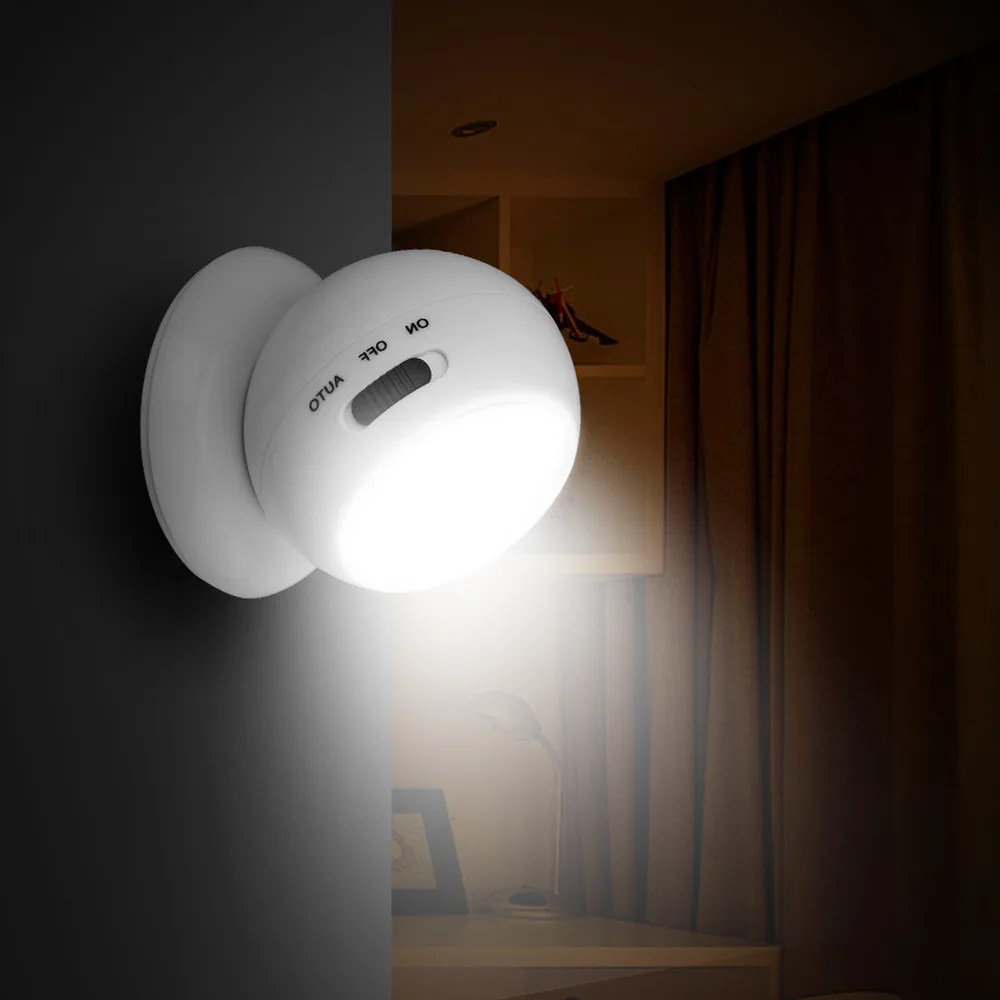 360° Rotating COB Ball Light PIR Motion Sensor LED Night Light USB Rechargeable Magnet Wall Lamp for Bedroom Bathroom Kitchen