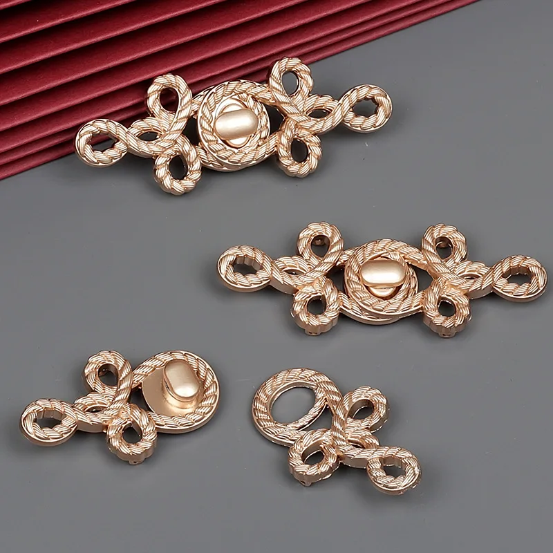 5 pezzi di chiusura a scatto fiore mantello/mantello chiusura Cardigan Clip bottoni nodo cinese per vestiti Cheongsam