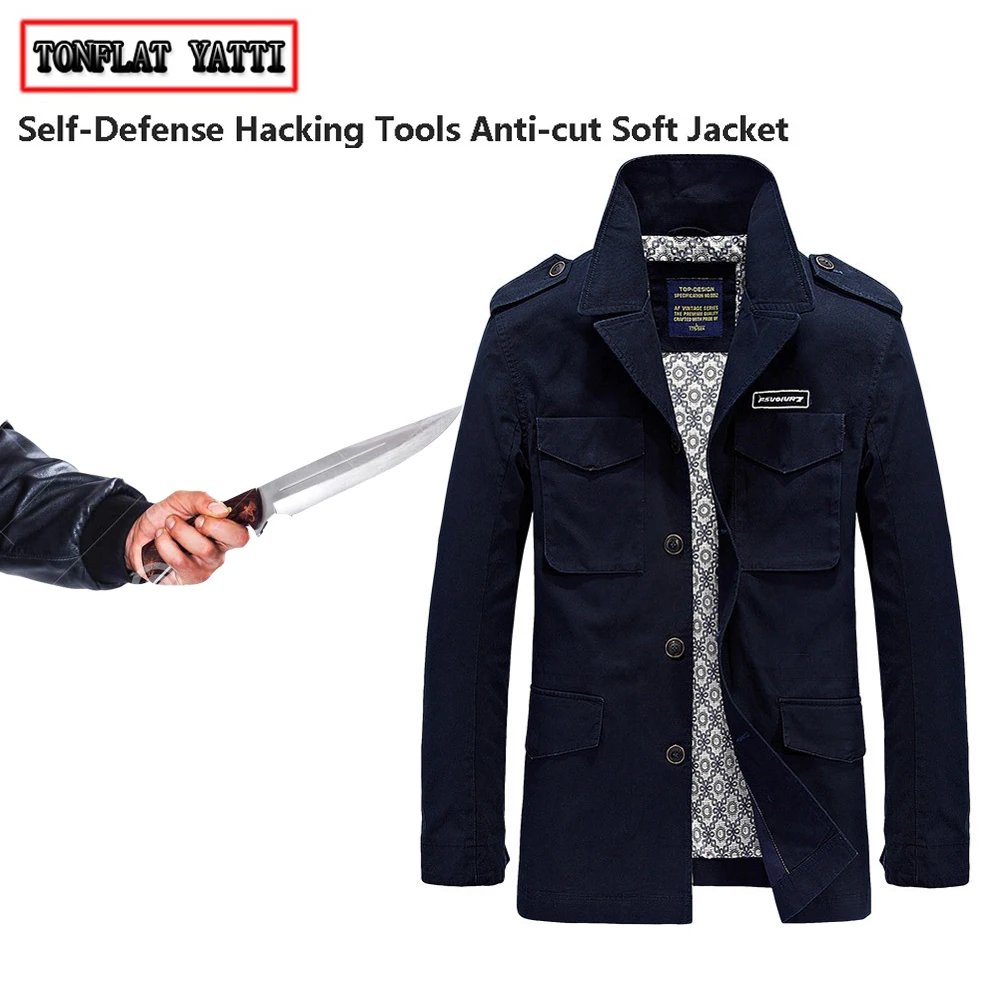 Anti Cut Men Jacket Anti-Hacking Tactico Swat Police Fbi Fashion Classic Retro Self-Defense Invisible Flexible Safety Clothing