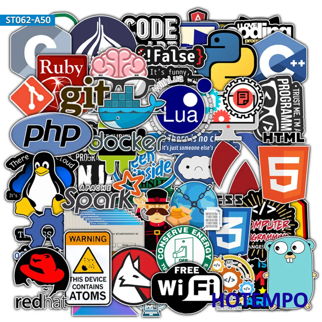 50 Piezas, Lenguaje de programación, Geek de Internet, Programador Pegatinas, para el teléfono, Scrapbook, coche, moto, bicicleta, equipaje,