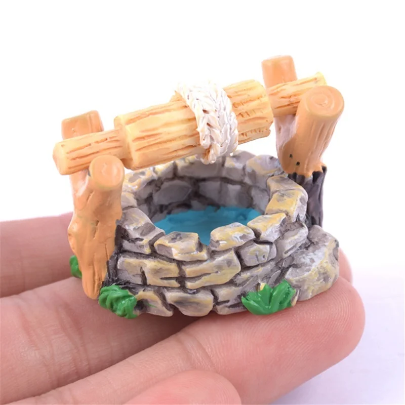 1 Piece Mini Resin Water Well Miniature House Fairy Garden Micro Landscape Home Garden Decoration Simulation Resin Crafts