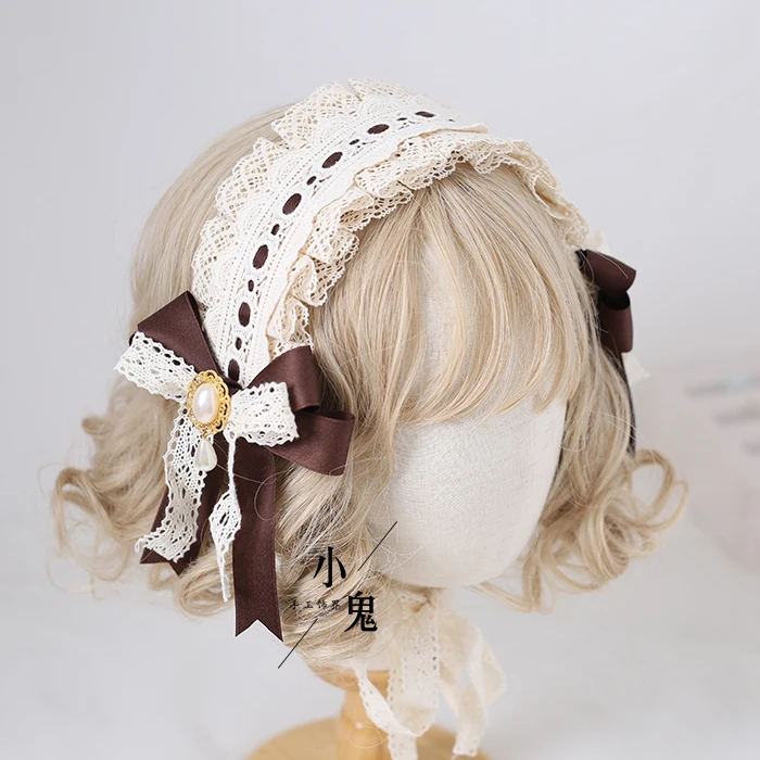 Origional Lo Niang Lace Hair Band Headdress Lolita KC Hair Band Tiramisu Body-Shape Master Brown Sweet Little Things