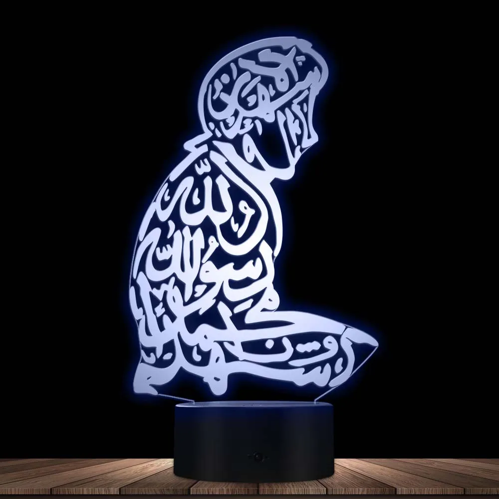 

Shahada Islamic Art Arabic Calligraphy Novelty 3D Night Light Desk Decor Lamp Touch Control Engraved Gift 7 Color Changeable